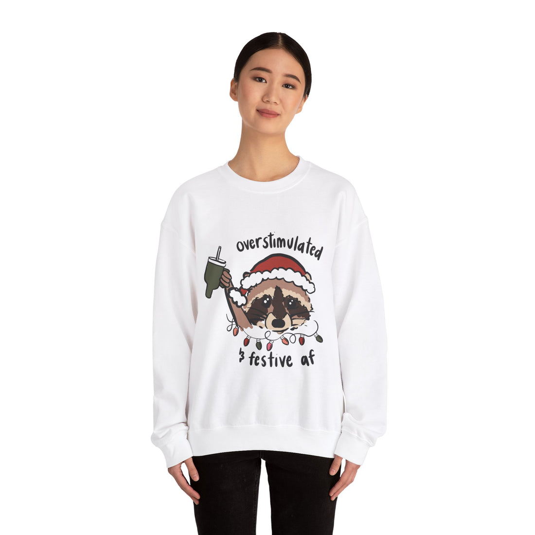 Overstimulated and Festive Unisex Heavy Blend™ Crewneck Sweatshirt