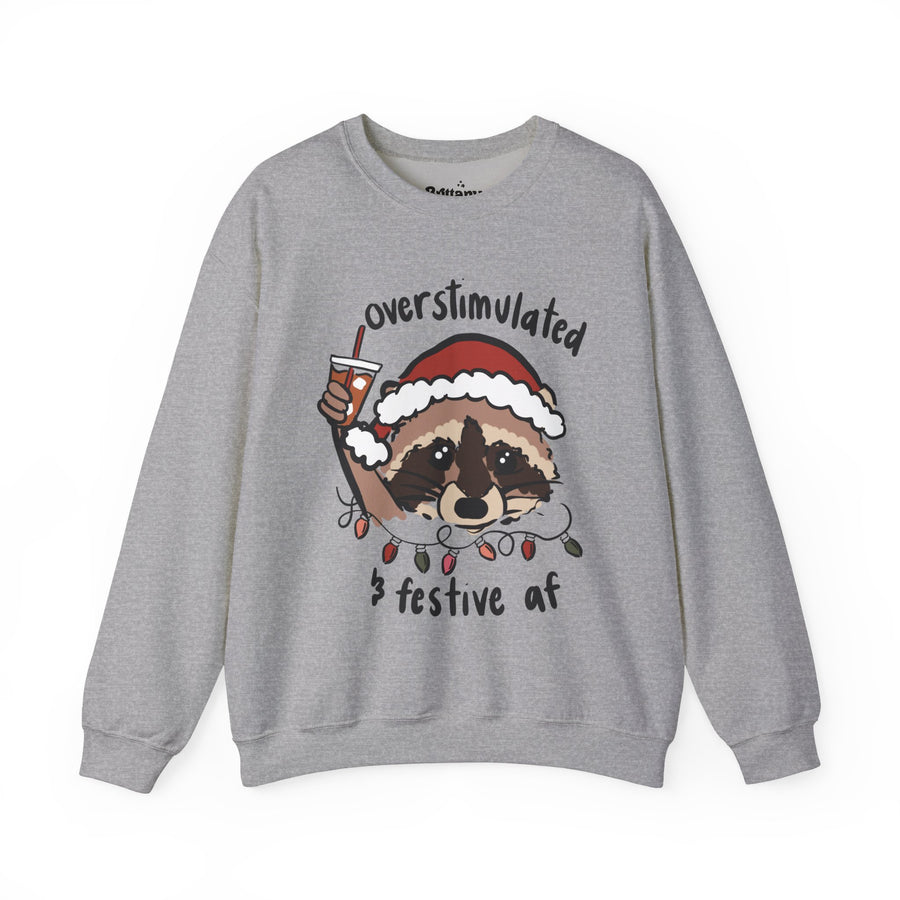 Overstimulated & Festive Coffee Unisex Heavy Blend™ Crewneck Sweatshirt