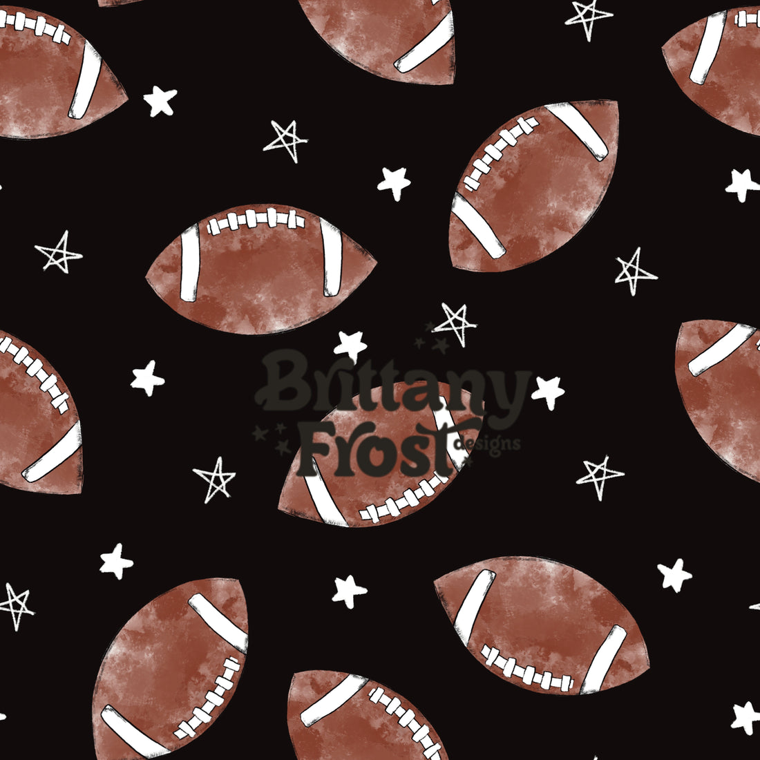 Watercolor Football Black