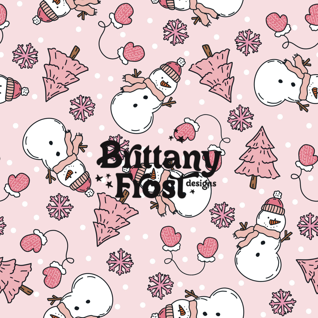 Pink winter snowmen