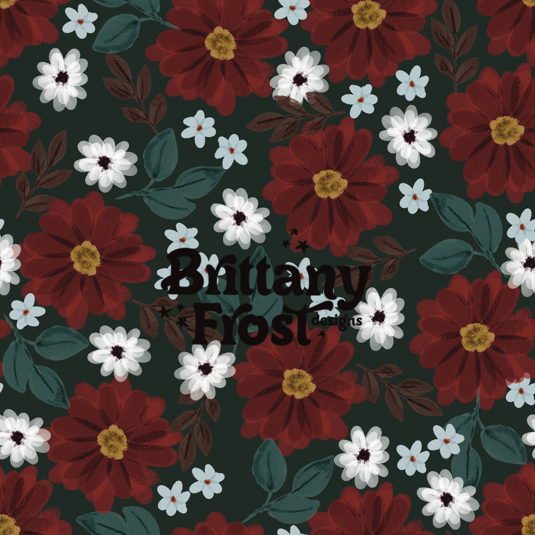 Christmas Floral Dark Green