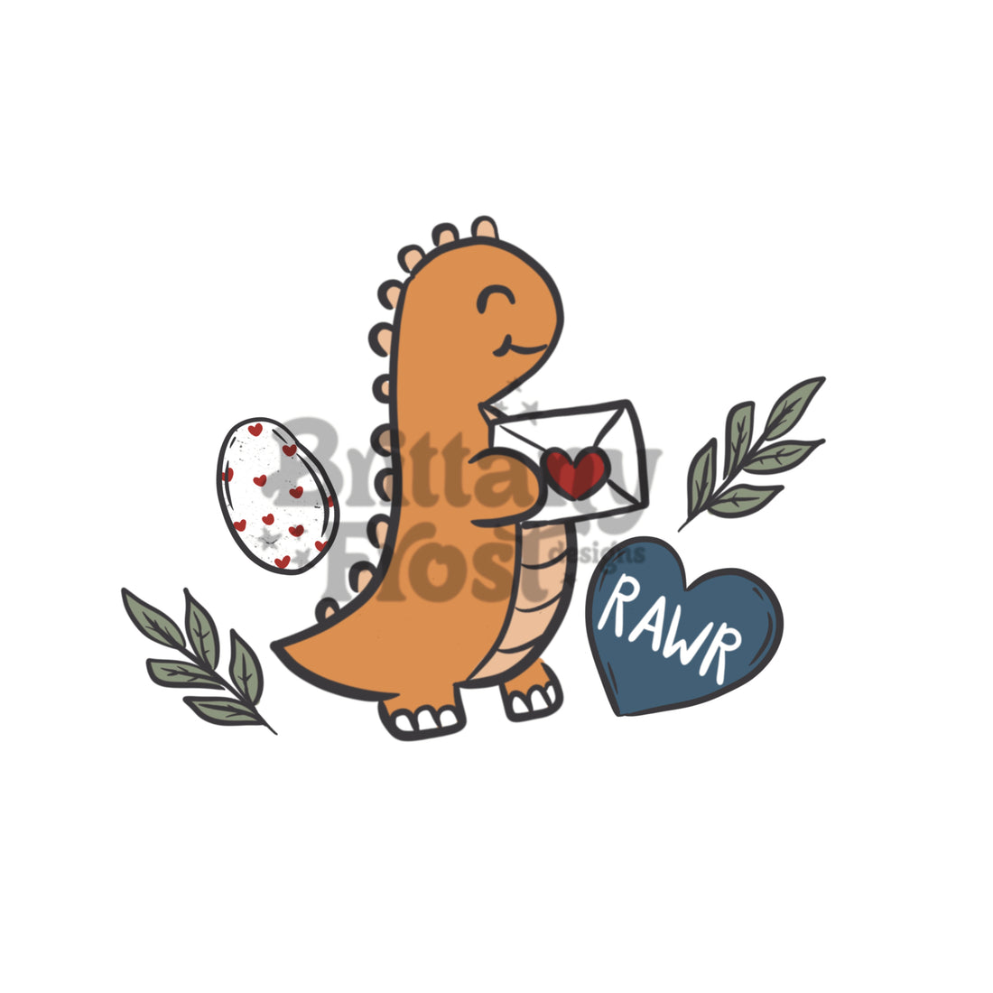 Valentines Dino PNG Sublimation