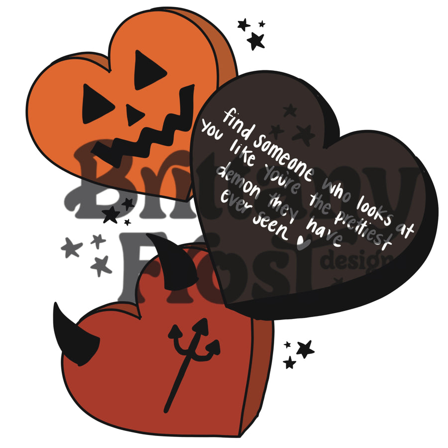 Halloween candy hearts PNG Sublimation