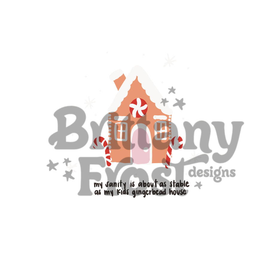 Gingerbread House Sanity PNG Sublimation