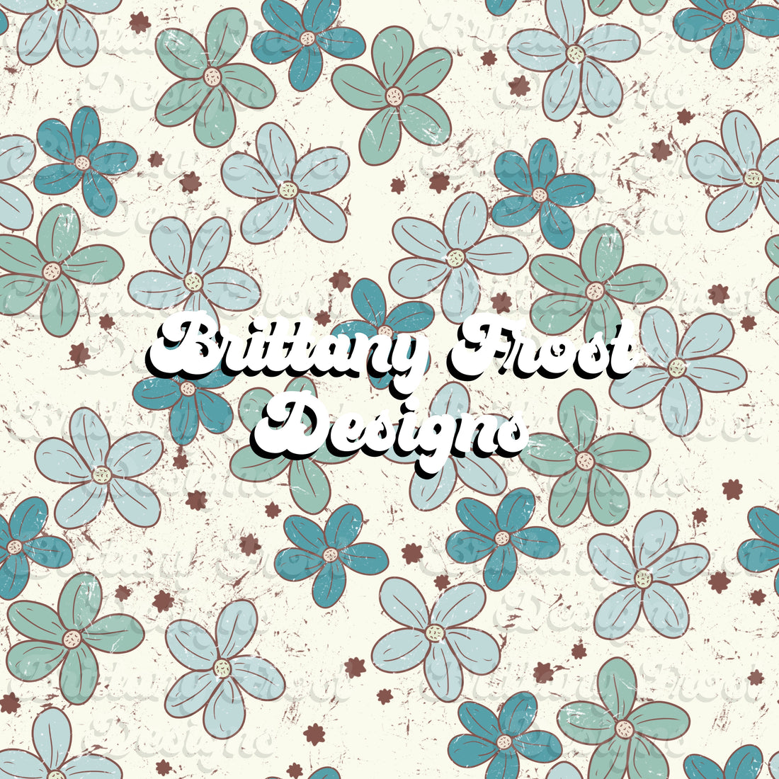 Blue Floral Grunge