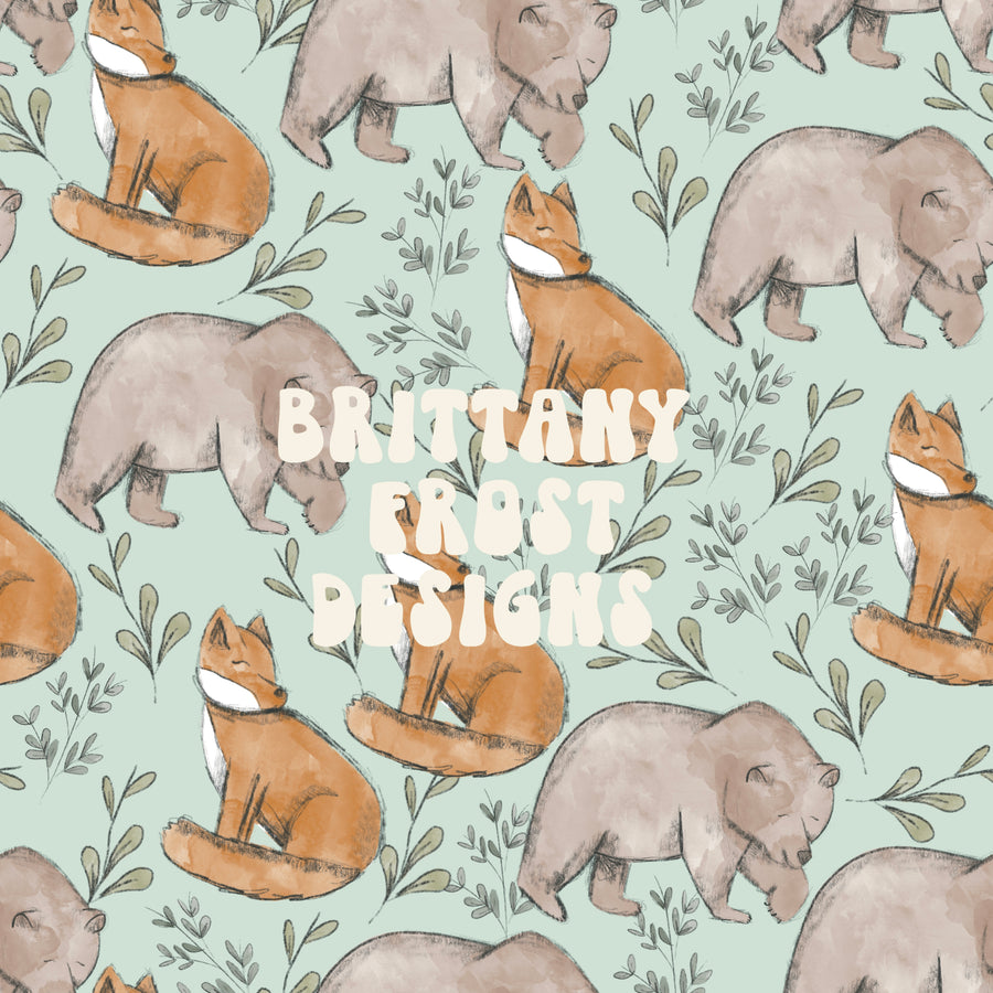 Bears and Foxes Light Green