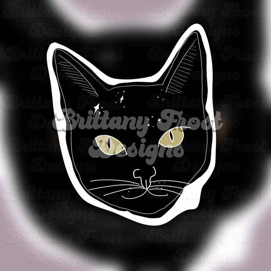 Black Cat Sticker PNG FILE