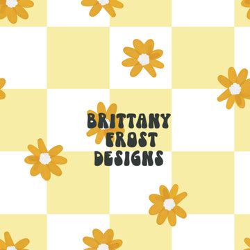 Retro Yellow Butterfly Checkers