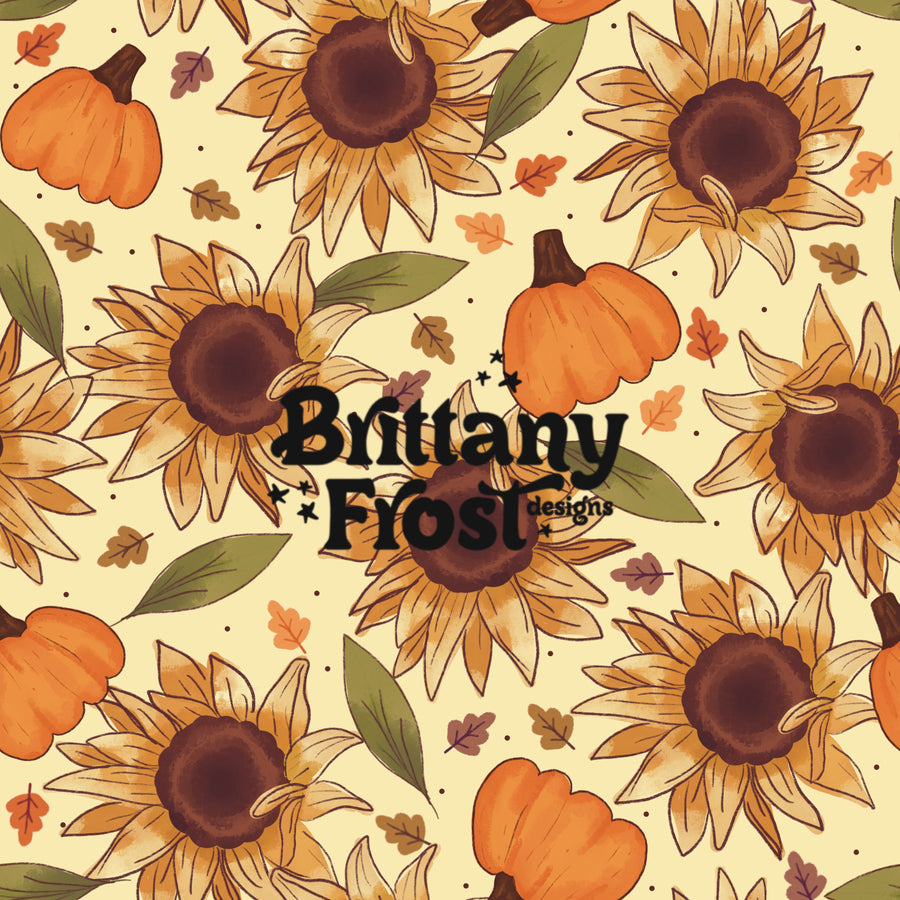 Fall Sunflowers and Pumpkins