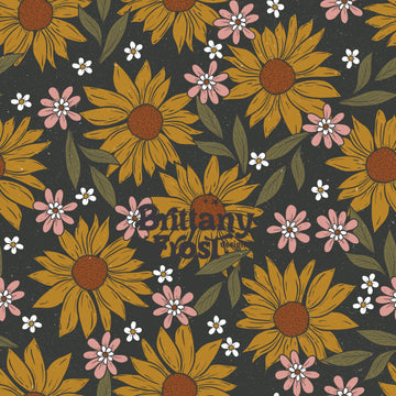 Vintage Sunflowers Charcoal