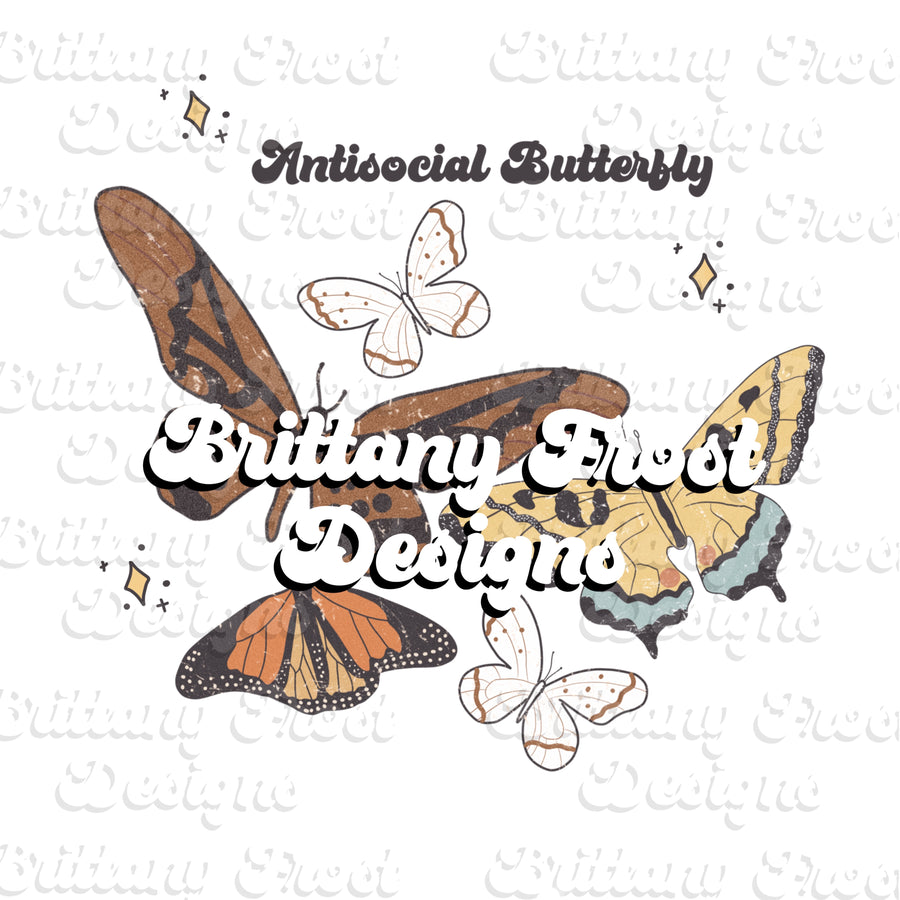 Anti Social Butterfly PNG Sublimation