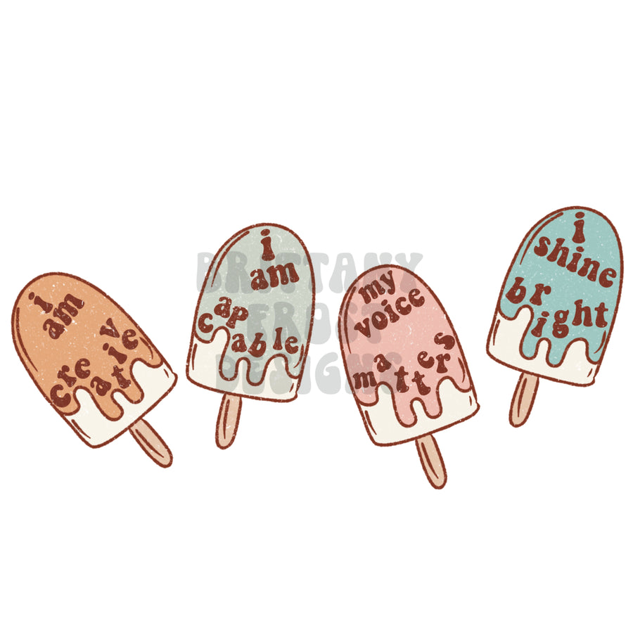 Positive Affirmations Popsicles PNG Sublimation