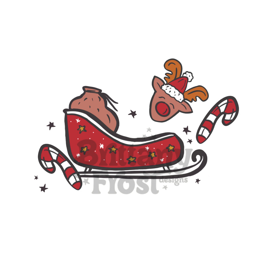 Reindeer Sleigh PNG Sublimation